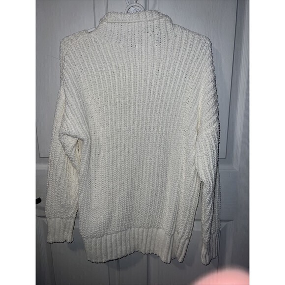 Victoria Secret Knit Sweater Pullover White Logo Mock Turtleneck Size XSmall - Picture 2 of 8